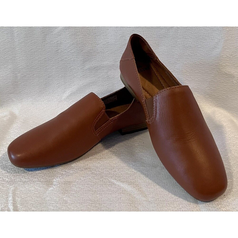 NEW Earth Origins Leather Loafers Flats Goring Ryanne Saddle Womens 7W Brown - Picture 2 of 8